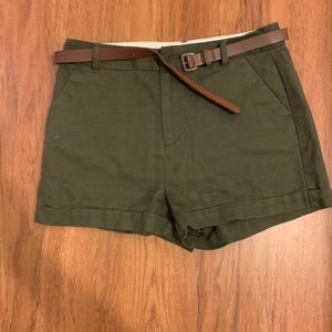 Belted Green khaki shorts